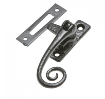 English Black Antique Curly Tail Casement Fastener