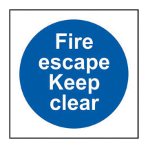 FIRE ESCAPE KEEP CLEAR SIGN SELF ADHESIVE 100X100mm FIRE ESCAPE KEEP CLEAR SIGN SELF ADHESIVE 100X100mm
