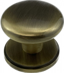 37mm ANTIQUE BRASS VICTORIAN CUPBOARD KNOB ON ROUND PLATE