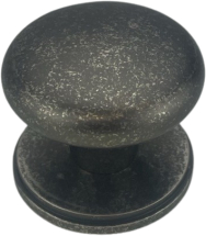 37mm RUMBLED PEWTER VICTORIAN CUPBOARD KNOB ON ROUND PLATE 37mm RUMBLED PEWTER VICTORIAN CUPBOARD KNOB ON ROUND PLATE