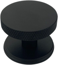 36mm BLACK CLEMENTINE KNURLED CUPBOARD KNOB ON ROUND PLATE 36mm BLACK CLEMENTINE KNURLED CUPBOARD KNOB ON ROUND PLATE