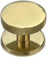 36mm Pol BRASS CLEMENTINE KNURLED KNOB ON ROUND PLATE 36mm Pol BRASS CLEMENTINE KNURLED KNOB ON ROUND PLATE