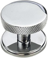 36mm Pol CHROME CLEMENTINE KNURLED KNOB ON ROUND PLATE 36mm Pol CHROME CLEMENTINE KNURLED KNOB ON ROUND PLATE