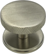 36mm SATIN NICKEL CLEMENTINE KNURLED KNOB ON ROUND PLATE 36mm SATIN NICKEL CLEMENTINE KNURLED KNOB ON ROUND PLATE