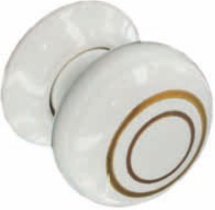 WHITE PORCELAIN WITH GOLD BAND MORTICE/RIM KNOB FURNITURE