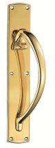 Pol BRASS PLAIN RH PULL HANDLE ON 457x75mm PLATE Pol BRASS PLAIN RH PULL HANDLE ON 457x75mm PLATE