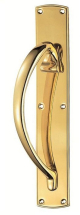 Pol BRASS PLAIN LH PULL HANDLE ON 457x75mm PLATE Pol BRASS PLAIN LH PULL HANDLE ON 457x75mm PLATE