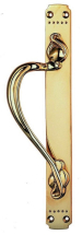 Pol BRASS LH FANCY PULL HANDLE ON 375x45mm PLATE Pol BRASS LH FANCY PULL HANDLE ON 375x45mm PLATE