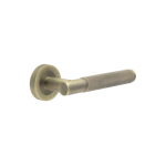 BARI ANTIQUE BRASS T BAR KNURLED LEVER ON ROSE