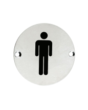 Ø76mm Sat St STEEL DISC SIGN MALE PICTOGRAM