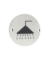 Ø76mm Sat St STEEL DISC SIGN SHOWER PICTOGRAM Ø76mm Sat St STEEL DISC SIGN SHOWER PICTOGRAM