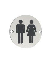 Ø76mm Sat St STEEL DISC SIGN UNISEX PICTOGRAM Ø76mm Sat St STEEL DISC SIGN UNISEX PICTOGRAM