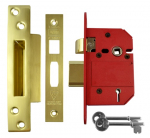 UNION 2200 64mm POLISHED BRASS 5 LEVER BRITISH Std SASHLOCK