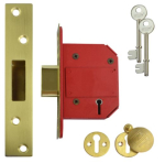 UNION 2100 64mm Pol BRASS 5 LEVER BRITISH Std DEADLOCK