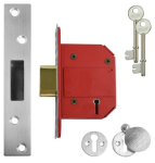 UNION 2100 64mm Sat CHROME 5 LEVER BRITISH Std DEADLOCK