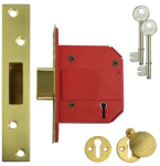 UNION 2100 76mm Pol BRASS 5 LEVER BRITISH Std DEADLOCK