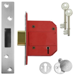 UNION 2100 76mm Sat CHROME 5 LEVER BRITISH Std DEADLOCK