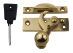pH POLISHED BRASS LOCKING KNOB & CLAW SASH FASTENER