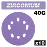 ZIRCONIUM RANDOM ORBITAL SANDI NG DISC 10PC 125MM 40 GRIT