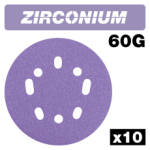 ZIRCONIUM RANDOM ORBITAL SANDI NG DISC 10PC 125MM 60 GRIT
